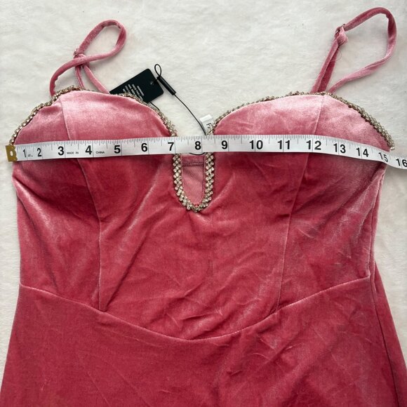 Jessica Embellished Velvet Midi Dress Size M Mauve With Rhinestone Trim - Picture 9 of 12